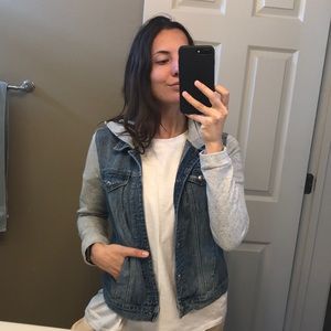 Blue Jean + Grey Sleeve Jacket